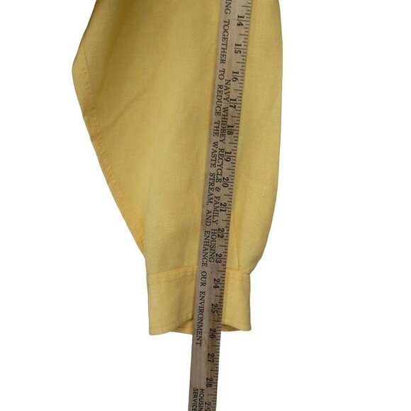 Tommy Hilfiger‎ Mens Long Sleeve Button Up Shirt XL Beige Stripe Linen Blend - Picture 9 of 10